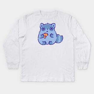 Raccoon with a slice of pizza Kids Long Sleeve T-Shirt